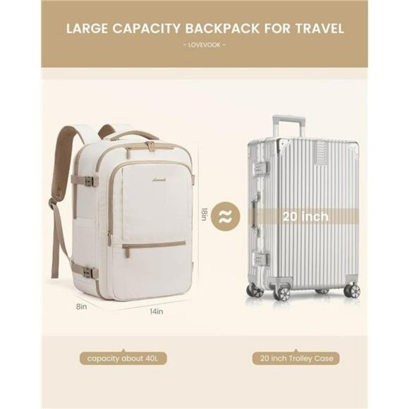 Airline approved large travel backpack 40L carry on personal item bag with lapto - Picture 3 of 7